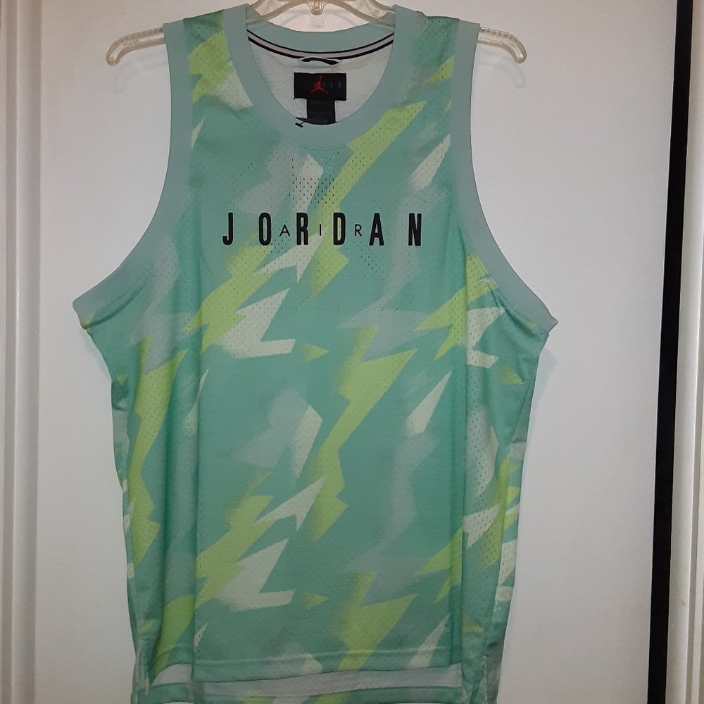 Nike Air Jordan Sunset Pulse Tank Jersey - Mint/Yellow/White - Men's Size Large